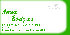 anna bodzas business card